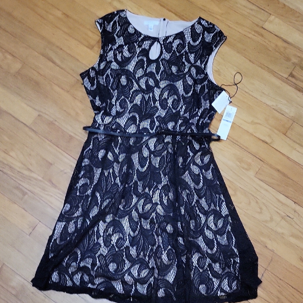 London Style Black and White Lace Dress